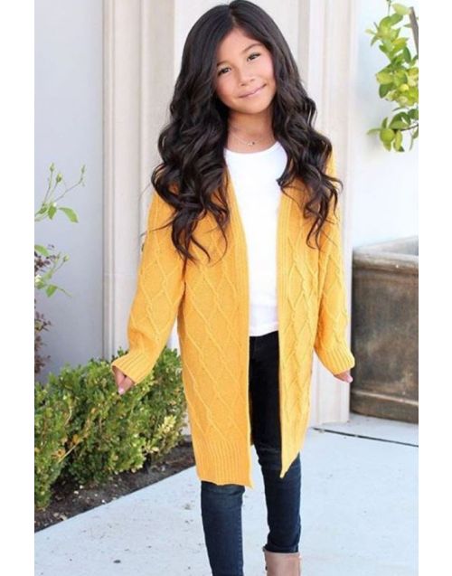 Girl's Chunky Knit Cable knit  Cardigan (6/pk) Avail 2 colors 