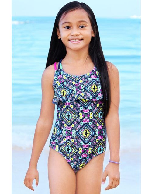 Girl's One Piece Swimwear w/ Crisscross Straps (6/pk) Avail 1 color