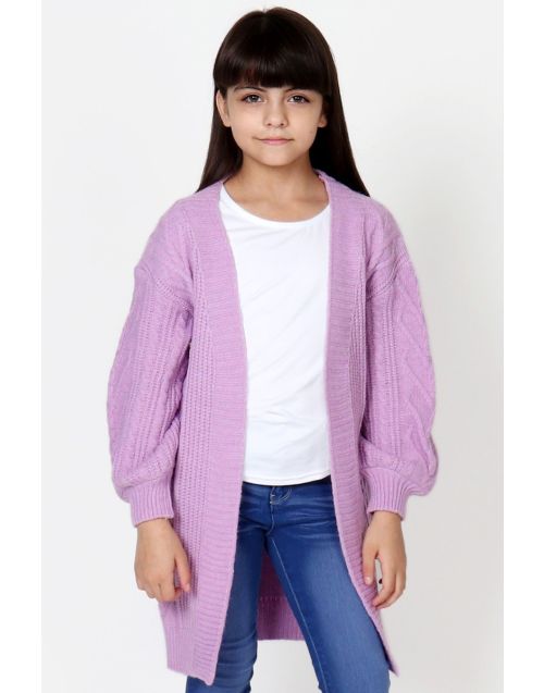 Girl's Brushed Cardigan Sweater Puff Sleeve (8/pk) Avail 2 colors