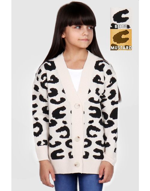 Toddler's Brushed Rib Cardigan Sweater Leopard Design (8/pk) Avail 2 colors