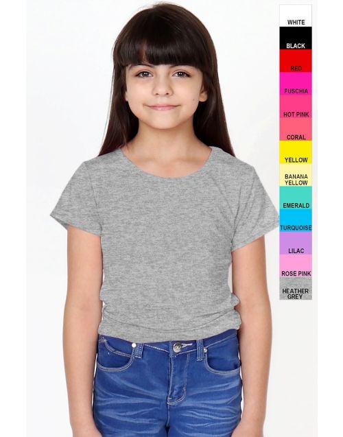 Girl's Cotton/ Lycra Soft Round-Neck Solid Tee (12/pk)