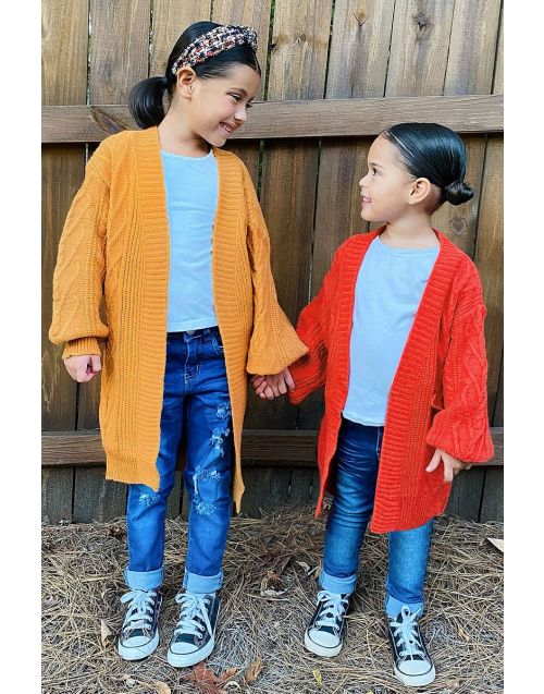 Toddler's  Brushed Cardigan Sweater Puff Sleeve (8/pk) Avail 1 color