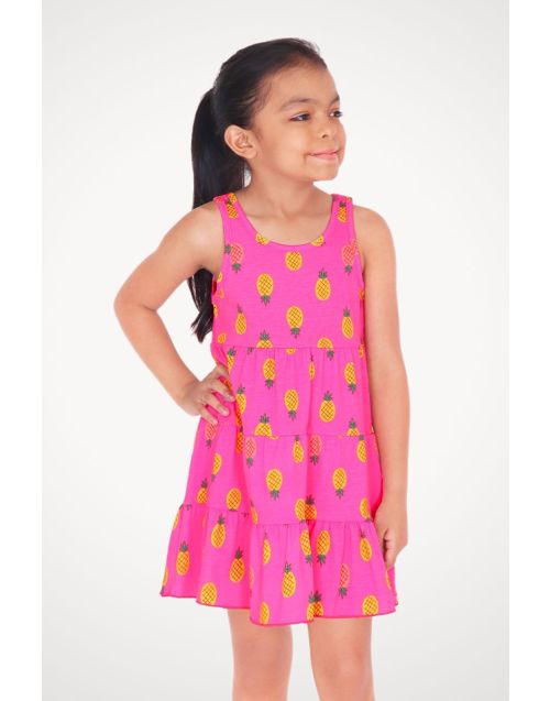 Toddler's Pineapple Design Print Dress w/ 3-Tiers (10/pk) Avail. 1 Color