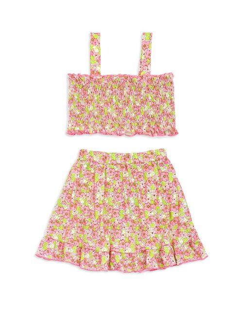 Girl's Floral 2pc Skirt Set W/ Smocking Tank Top (12/pk)