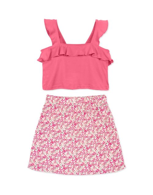 Toddler's 2 pcs Skirt Set W/ Tank Ruffle & Floral Skirt (10/pk)