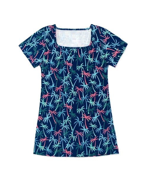 Toddler's Palm Tree Print Dress W/ Cute Square Neck Line (10/pk)