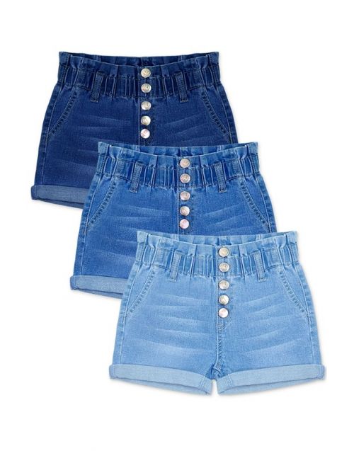 Toddler's Premium Denim  Shorts W/ 5 Buttons & Ruched Waistband
