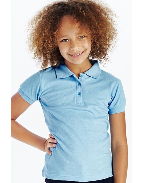 Girl's Johnny Soft Pique Polo Top w/ Cute Button-Up (12/pk) Avail 6 colors