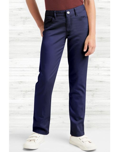 Girl's Super Soft  Twill Stretch Uniform Pants Reg Fit  w/ Adjustable waistband (12/pk) Avail. 3 Colors