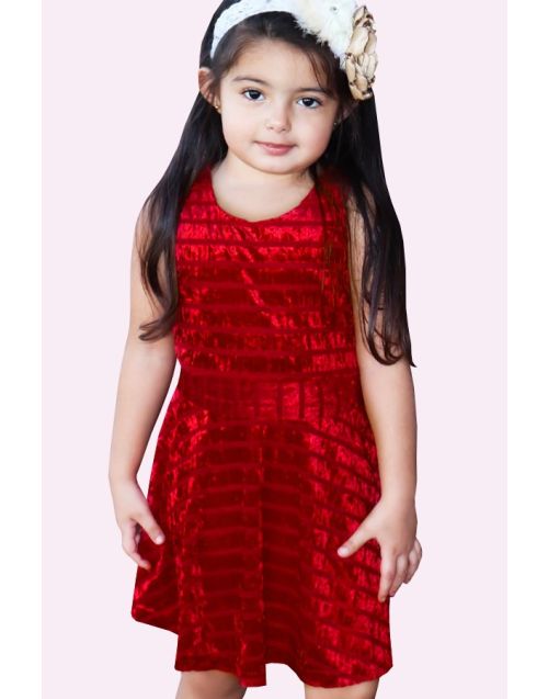 Toddler's New Crush Velvet Holidays Dress w/ Back Zipper  (6/pk) 