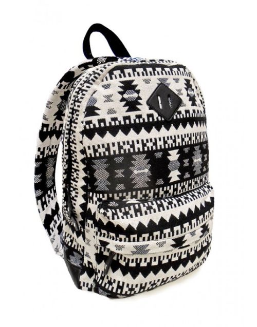 Jacquard Weave Backpack with Black/ White Tribal Design- Yarn Dye (3/pk)