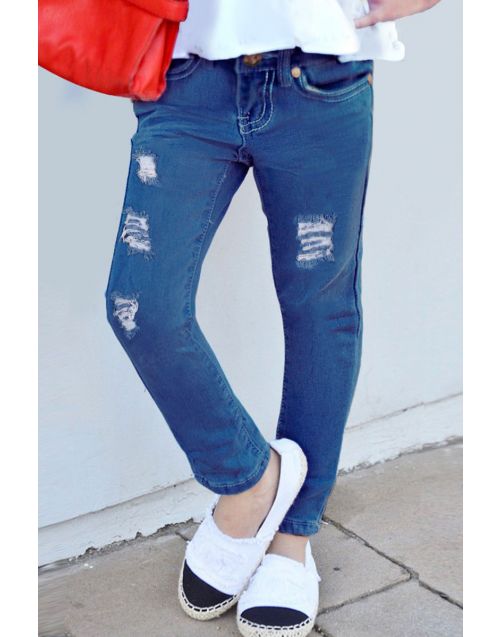 Girls Super Yummy Wash Reg fit Denim Jeans w/ Distress Detail (12/pk)  Avail 3 colors