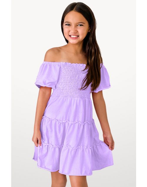 Toddler's Dress Smocked Top Layer w/ 3-Tiers Flair (10/pk) Avail. 6 Colors