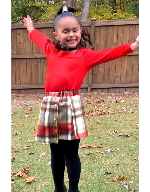 Toddler's 2pc Plaid Skirt & Long Sleeve Set (5/pk)