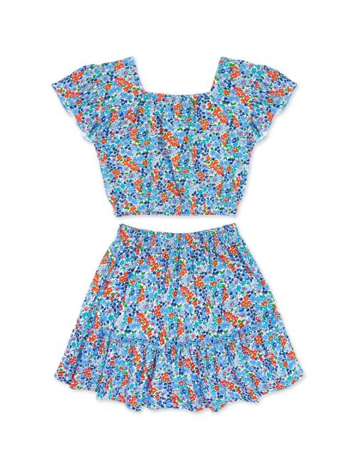 Toddler's 2 pc Floral Skirt Set W/ Ruffle Sleeve (10/pk)