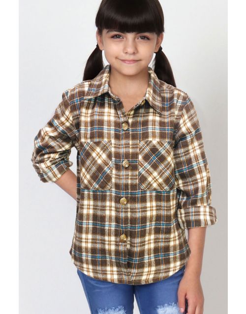 Toddler's Plaid Flannel Shirt w/ Double Pocket (5/pk)