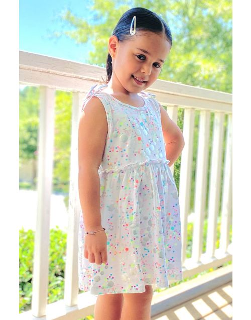Toddler's Paint Drop Prints Dress w/ Shoulder Bow (10/pk)