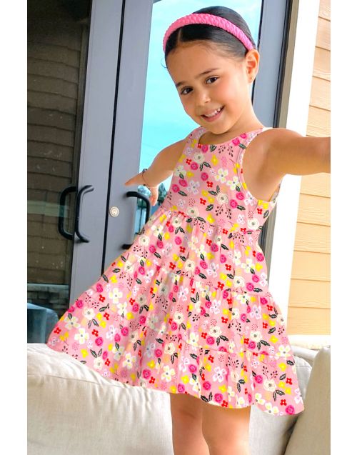 Toddler's Floral Dress w/ 3-Tiers (10/pk)