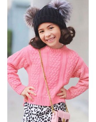 Girl's  Chunky Knit Pullover Sweater (6/pk) Avail 2 colors