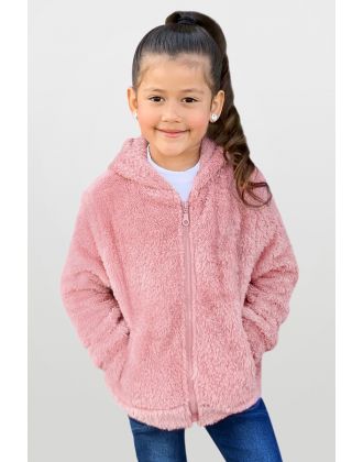 Toddler's Teddy Furry Fleece Jacket w/ Full Zip Hoodie (6/pk) Avail 1 color