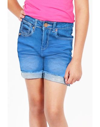 Girl's Yummy Wash Denim  Mid- length Shorts Roll up (12/pk) Avail 3 colors