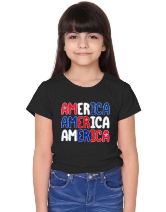 Toddler's Softie Knit Scoop Neck Tee W/ Glitter Outlined 'America' (12/pk) Avail. 6 Colors