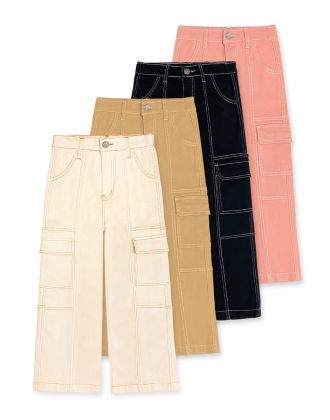 Toddler's Stretch Bulk Denim Pants W/ Cargo Pockets & Contrast Stitching