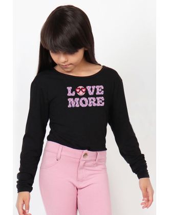 Girl's Softie Knit L/S Tee Tapping w/ 'Love More' Screen