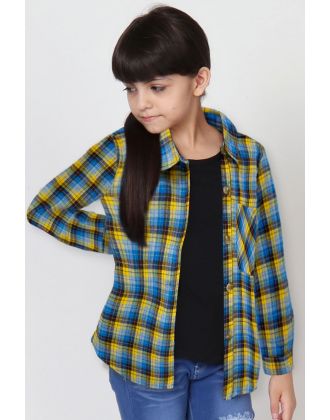 Girl's Plaid Flannel Shirt w/ One Pocket (6/pk)